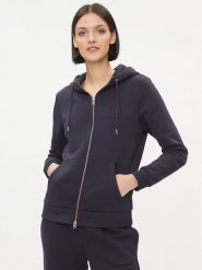 Gant Bluza Reg Tonal Shield Zip Hoodie 4200671 Granatowy Regular Fit. Niebieskie bluzy bez kaptura damskie Gant, s, z bawełny. Za 339.99 zł.