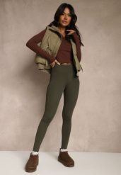Ciemnozielone Legginsy Casual Regualr Waist Ralinsa. Zielone legginsy damskie Renee, l, bez wzorów, z jeansu. Za 39.99 zł.