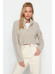 Trendyol Sweter w kolorze beżowym rozmiar: M. Brązowe golfy damskie Trendyol, m, bez wzorów, bez ramiączek. Za 104.14 zł.