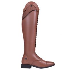 Damskie buty do jazdy konnej QHP Hailey Wide. Brązowe kalosze damskie QHP, bez wzorów, z lakierowanej skóry. W wyprzedaży za 606.50 zł.
