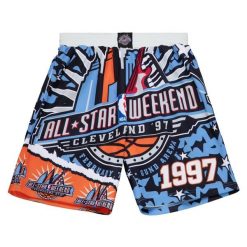 Szorty NBA All Star. Brązowe szorty męskie Mitchell & Ness, bez kołnierzyka. Za 330.50 zł.