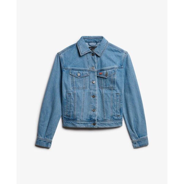Kurtka dżinsowa damska z wzorem Superdry. Niebieskie kurtki damskie Superdry., bez wzorów, bez kaptura. W wyprzedaży za 505.00 zł.