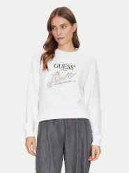 Guess Bluza W5GQ05 KB683 Biały Reglan Fit. Białe bluzy bez kaptura damskie Guess, xs, z bawełny. Za 219.99 zł.