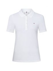 Tommy Hilfiger koszulka polo Kobiety Bawełna biały, L. Białe topy sportowe damskie Tommy Hilfiger, l, bez wzorów, z bawełny, bez ramiączek. Za 349.95 zł.