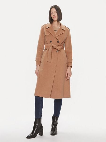 Liu Jo Płaszcz wełniany CF3002 T3540 Beżowy Relaxed Fit. Brązowe płaszcze damskie Liu Jo, bez wzorów, z syntetyku. Za 1,779.00 zł.