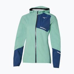 Kurtka do biegania damska Mizuno Waterproof 20K ER. Zielone kurtki do biegania damskie Mizuno, bez wzorów, bez kaptura. Za 459.99 zł.