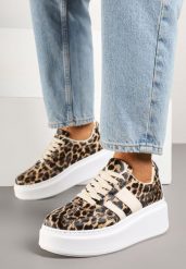 Panterkowe Sneakersy Typu Kultowe Tenisówki na Platformie Redoreve. Trampki i tenisówki damskie Renee, bez wzorów, z jeansu. Za 74.99 zł.