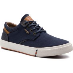 Tenisówki WRANGLER - Icon Low WM91123A Navy 016. Niebieskie trampki i tenisówki męskie Wrangler, bez wzorów, z gumy, bez zapięcia. W wyprzedaży za 169.00 zł.