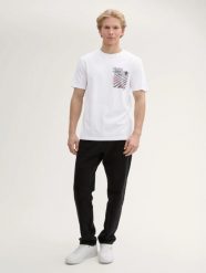 T-SHIRT KOSZULKA MĘSKA Z NADRUKIEM WHITE TOM TAILOR. Białe t-shirty sportowe męskie Tom Tailor, m, z bawełny, bez ramiączek, na fitness i siłownię. Za 112.00 zł.
