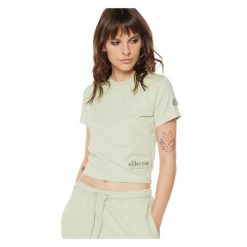 Koszulka sportowa damska Ellesse Dropped Crop. Zielone bluzki sportowe damskie Ellesse, xl, bez wzorów, z bawełny, bez ramiączek. Za 71.00 zł.