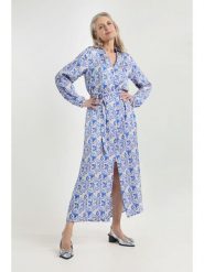 Josephine & Co Sukienka "Jacco" w kolorze niebiesko-beżowym rozmiar: 44. Niebieskie sukienki damskie Josephine & Co, bez wzorów, z tkaniny, bez kołnierzyka, bez ramiączek, midi. Za 317.99 zł.