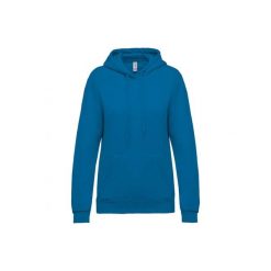 Bluza damska z kapturem Kariban. Niebieskie bluzy sportowe damskie KARIBAN, xl, bez wzorów, z bawełny, bez ramiączek, z kapturem. Za 181.00 zł.