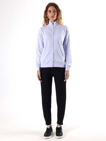 Bluza z bawełna z zamek błyskawiczny na trening. Fioletowe bluzy bez kaptura damskie LEONE 1947 APPAREL, s, z bawełny. Za 210.46 zł.