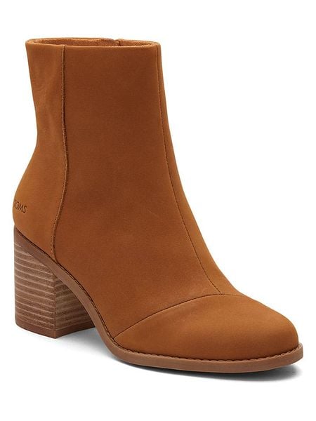 TOMS Skórzane botki w kolorze jasnobrązowym na obcasie rozmiar: 40. Brązowe botki damskie Toms, eleganckie, bez obcasa, na obcasie, bez zapięcia. Za 281.10 zł.