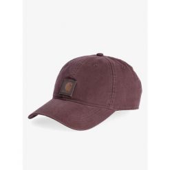 Czapka z daszkiem Carhartt Canvas Cap - dark sepia. Czerwone czapki męskie Carhartt, bez wzorów, sportowe. Za 77.00 zł.