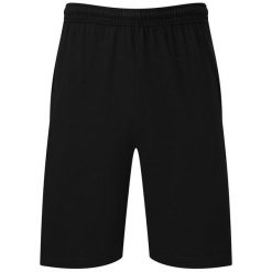 Spodenki Jersey Dla Dorosłych Unisex. Czarne szorty męskie Fruit of the Loom, bez wzorów, z jersey, sportowe. Za 48.99 zł.