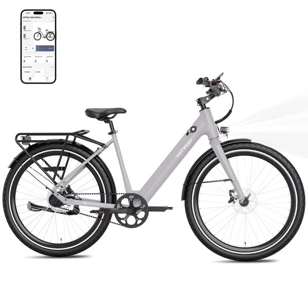 Lekki Rower Elektryczny Miejski 20,5 kg, Pasek, Czujnik Momentu BK18PRO. Szare paski męskie HITWAY, z aplikacjami, klasyczne. Za 5,169.45 zł.