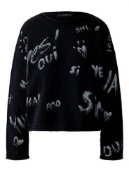 Oui Sweter w kolorze czarno-kremowym rozmiar: 36. Czarne swetry klasyczne damskie Oui, bez kołnierzyka. Za 331.46 zł.