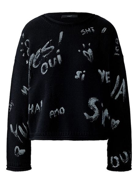 Oui Sweter w kolorze czarno-kremowym rozmiar: 36. Czarne swetry klasyczne damskie Oui, bez kołnierzyka. Za 331.46 zł.