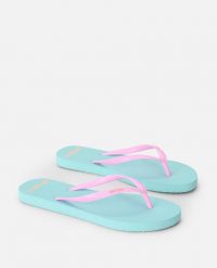 Japonki damskie Rip Curl Bondi Bloom. Niebieskie klapki damskie Rip Curl, bez wzorów, z materiału, bez obcasa. Za 79.99 zł.