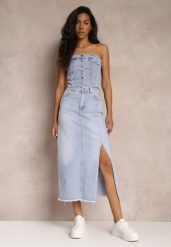 Niebieska Jeansowa Spódnica Maxi z Wysokim Stanem Elvi. Niebieskie spódniczki damskie Renee, m, z aplikacjami, z jeansu, z podwyższonym stanem, maxi. Za 119.99 zł.