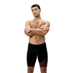 Kąpielówki męskie spodenki kąpielowe Speedo Medley Logo Jammer. Czarne kąpielówki męskie Speedo, m, bez wzorów, do pływania. Za 179.99 zł.