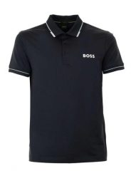 Koszulka Polo męska BOSS Paul Pro BLU slim fit granatowa (50506203-403B). Niebieskie koszulki polo męskie Boss, m, bez wzorów, bez ramiączek. Za 259.00 zł.