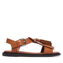 Sandały Weekend Max Mara. Brązowe sandały damskie Weekend Max Mara, bez wzorów, bez obcasa, na płaskiej podeszwie. Za 1,569.00 zł.