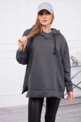 Bluza ocieplana z suwakiem na boku grafitowa. Szare bluzy z kapturem damskie KESI, l, z bawełny. Za 250.94 zł.