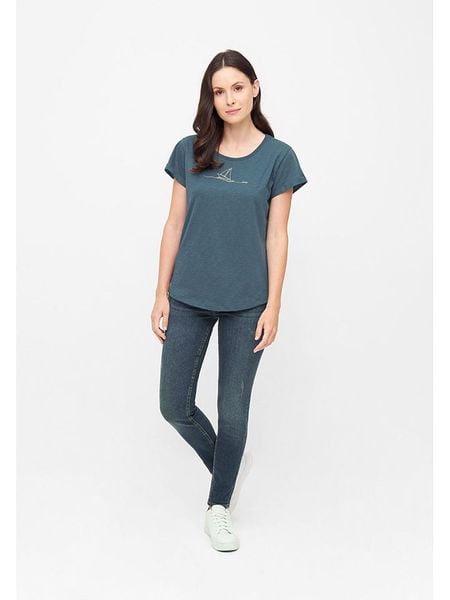 Derbe Koszulka w kolorze granatowym rozmiar: M. Niebieskie bluzki damskie Derbe, m, bez wzorów, z bawełny, bez kołnierzyka, bez ramiączek. Za 87.19 zł.