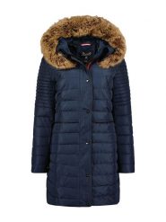 Geographical Norway Płaszcz pikowany "Charlize" w kolorze granatowym rozmiar: XL. Niebieskie płaszcze damskie Geographical Norway, xl, z aplikacjami. Za 267.92 zł.