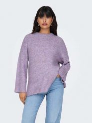 ONLY Sweter w kolorze fioletowym rozmiar: XS. Różowe swetry klasyczne damskie Only, xs, z wełny, bez kołnierzyka. Za 65.85 zł.