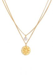 Elli Damski wisiorek z monetą Słońce z kamieniem księżycowym w pozłacanym srebrze próby 925 Sterling Silver Naszyjniki 1 ct. Szare naszyjniki damskie Elli, pozłacane. Za 283.89 zł.