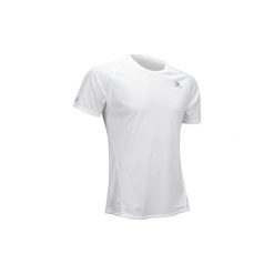 Koszulka do biegania krótki rękaw Ekiden męska biała. Białe t-shirty sportowe męskie KALENJI, m, z materiału, bez ramiączek, do biegania. Za 14.99 zł.