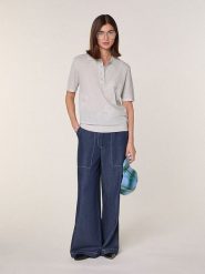 Rodier Wełniana koszulka w kolorze szarym rozmiar: L. Szare bluzki damskie Rodier, l, bez wzorów, z wełny, bez kołnierzyka, bez ramiączek. Za 260.99 zł.