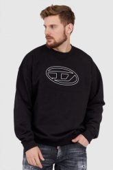 DIESEL Czarna bluza męska z wytłaczanym logo. Czarne bluzy bez kaptura męskie Diesel, l, prążkowane. W wyprzedaży za 459.99 zł.