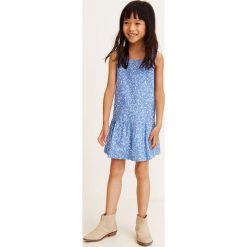 Mango Kids - Sukienka dziecięca Laia 110-152 cm. Niebieskie sukienki dziewczęce Mango Kids, bez wzorów, z bawełny, casualowe, bez ramiączek. W wyprzedaży za 59.90 zł.