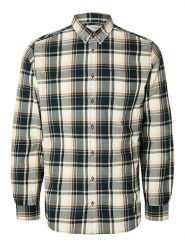 SELECTED HOMME Koszula - Slim fit - w kolorze kremowo-granatowym rozmiar: S. Brązowe koszule męskie Selected Homme, s, bez wzorów, z bawełny, bez kołnierzyka, bez ramiączek. Za 57.06 zł.