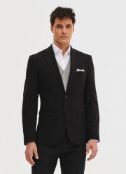 PAKO LORENTE - Czarna marynarka męska. Czarne marynarki męskie Pako Lorente, bez wzorów, z elastanu. Za 449.99 zł.