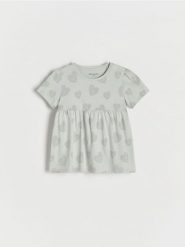 GIRLS` BLOUSE - jasnoszary. Szare koszulki dziewczęce Reserved, m, bez wzorów, z bawełny, bez ramiączek. W wyprzedaży za 9.99 zł.