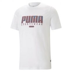 Koszulka sportowa męska Puma Graphics Retro Tee. Białe t-shirty sportowe męskie Puma, m, z bawełny, bez ramiączek. Za 174.00 zł.