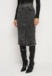 Czarna Ołówkowa Spódnica Midi Jeansowa z Guzikami Rilma. Czarne spódniczki damskie Born2be, m, bez wzorów, z jeansu, midi, ołówkowe. Za 139.99 zł.
