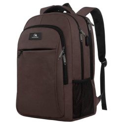 Plecak 36L – 17 cali – brązowy. Czarne plecaki męskie TRAVELHAWK, bez wzorów, z materiału. Za 38.95 zł.