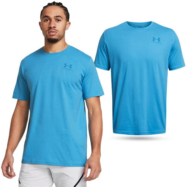 Koszulka fitness męska UNDER ARMOUR Sportstyle z krótkim rękawem. Niebieskie t-shirty sportowe męskie Under Armour, m, bez ramiączek, na fitness i siłownię. Za 126.11 zł.