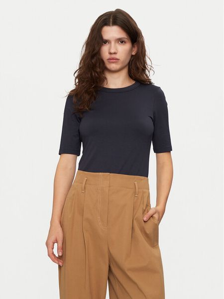 Boss Bluzka Efita 50461122 Granatowy Slim Fit. Niebieskie bluzki damskie Boss, l, bez wzorów, bez kołnierzyka, bez ramiączek. Za 189.99 zł.