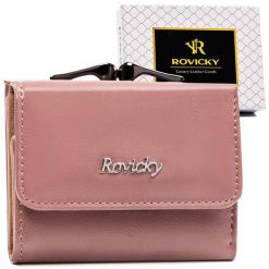 Portfel damski Rovicky RPX-32-ML różowy. Czerwone portfele damskie ROVICKY, bez wzorów, ze skóry. Za 50.00 zł.
