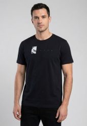 Granatowy t-shirt z printem, Comfort Fit, T-SPACER. Niebieskie t-shirty męskie Volcano, l, bez wzorów, z bawełny, bez kołnierzyka. Za 59.99 zł.