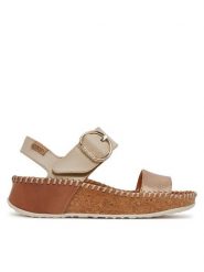 Pikolinos Sandały W1C-0709Clc1 Złoty. Żółte sandały damskie Pikolinos, bez wzorów, ze skóry, bez obcasa, na płaskiej podeszwie. Za 339.99 zł.