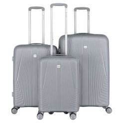 Zestaw walizek podróżnych z tworzywa ABS w szarym kolorze Peterson PTN PP-09-SET3. Szare walizki Peterson, bez wzorów. Za 549.99 zł.