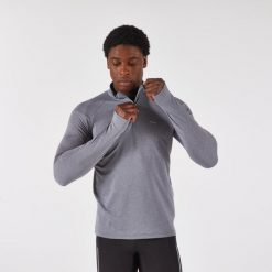 Bluza do biegania męska Kiprun Run 100 Warm ocieplana. Szare bluzy bez kaptura męskie KIPRUN, m, z materiału. Za 59.99 zł.
